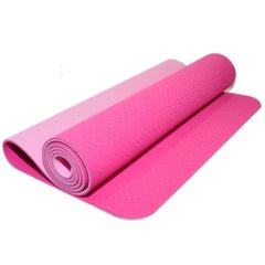 Коврик для фитнеса и йоги розовый ТРЕ-6мм-Р+МА