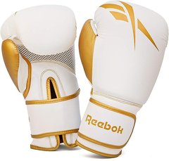Боксерські рукавички Reebok Boxing Gloves білий, золото Чол 14 унцій