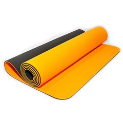 Килимок SNS для фітнесу та йоги чорно-оранжевий ТРЕ-6мм