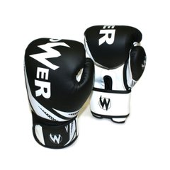 Перчатки боксерские POWER черные с белыми элементами 6 унций POW-W-Ч6