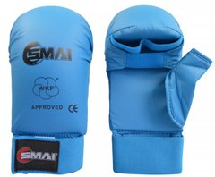 Рукавички для карате із захистом великого пальця з ліцензією WKF сині SMAI SM P101 - S