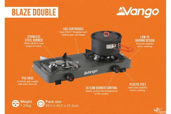 Портативна газова плитка Vango Blaze Double Grey (ACPBLAZE G10A81)