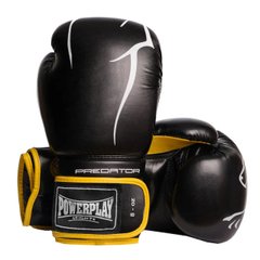 Боксерские перчатки PowerPlay 3018 черно-желтые 8 унций