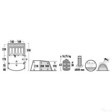 Палатка High Peak Garda 5.0 Light Grey/Dark Grey/Green (11823) + БЕСПЛАТНАЯ ДОСТАВКА