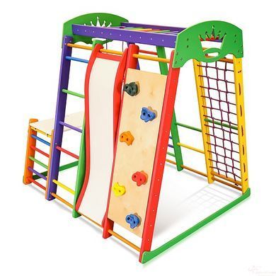 Дитячий спортивний комплекс SportBaby Акварелька Plus 1-2 (150 см) зі столом та скелелазкою