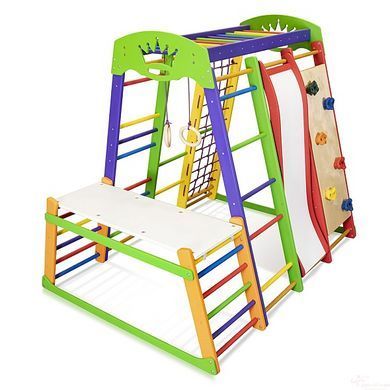 Дитячий спортивний комплекс SportBaby Акварелька Plus 1-2 (150 см) зі столом та скелелазкою