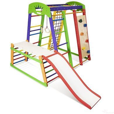 Дитячий спортивний комплекс SportBaby Акварелька Plus 1-2 (150 см) зі столом та скелелазкою