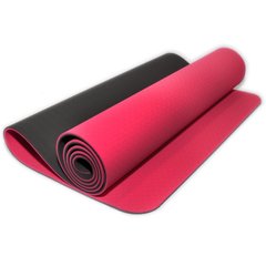 Килимок SNS для фітнесу та йоги червоно-чорний ТРЕ-6мм-К+Ч