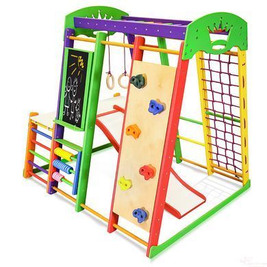 Детский спортивный комплекс SportBaby Акварелька Plus 1-4 (150 см) 9-в-1 со столом и скалолазкой