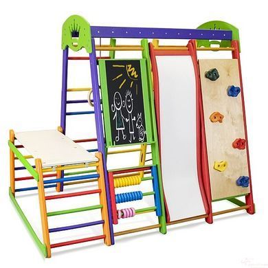 Детский спортивный комплекс SportBaby Акварелька Plus 1-4 (150 см) 9-в-1 со столом и скалолазкой