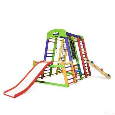 Детский спортивный комплекс SportBaby Акварелька Plus 1-4 (150 см) 9-в-1 со столом и скалолазкой