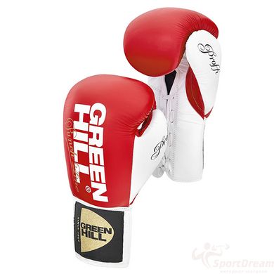 Профессиональные боксерские перчатки на шнурках GREEN HILL PROFFI BGP-2014 красные 10