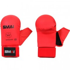 Перчатки для каратэ с защитой большого пальца с лицензией WKF красные SMAI SM P101 - XL