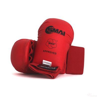 Рукавички для карате із захистом великого пальця з ліцензією WKF червоні SMAI SM P101 - XL