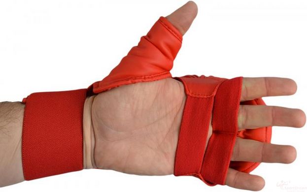 Рукавички для карате із захистом великого пальця з ліцензією WKF червоні SMAI SM P101 - XL