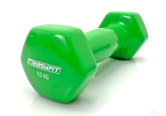 Dumbbell for fitness 1.0 kg EasyFit with a light green vinyl coating