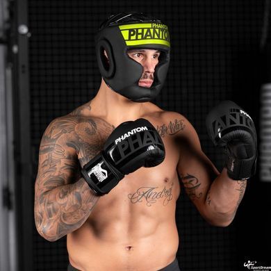 Боксерский шлем Phantom APEX Full Face Neon One Size Black/Yellow