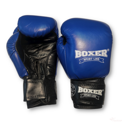 Боксерские перчатки BOXER 8 oz кожа синие (2023-03С)