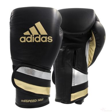 Боксерські рукавички Speed 501 Adispeed Strap up чорно-срібло-золото ADIDAS ADISBG501PRO розмір - 12 унцій