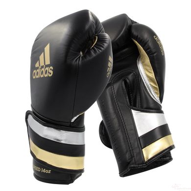 Боксерські рукавички Speed 501 Adispeed Strap up чорно-срібло-золото ADIDAS ADISBG501PRO розмір - 12 унцій