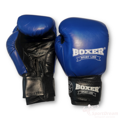 Боксерські рукавички BOXER 8 oz шкіра сині (2023-03С)
