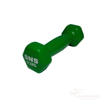 Гантель вінілова SNS 0,5 кг зелена