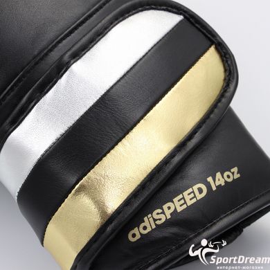Боксерские перчатки Speed ​​501 Adispeed Strap up черный-серебро-золото ADIDAS ADISBG501PRO размер – 12 унций