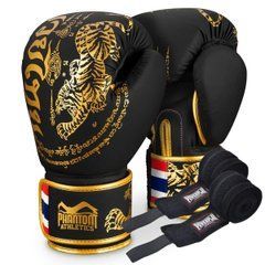 Боксерські рукавиці Phantom Muay Thai Black Gold 10 унцій, Бинти 4м. в подарунок (2406837711)