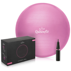 Фитбол Queenfit 65см розовый + насос (5907766664215)