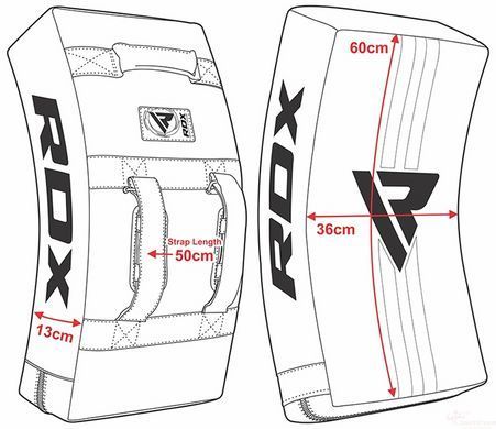 Розмери професійної маківари RDX Kick Gel для кікбоксингу, тайського бокса та MMA