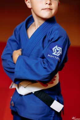 Детское синее кимоно для грипплинга и BJJ TM KINTAYO &mdash; Легкое Ги 350 г/м2 (рост 120 см)