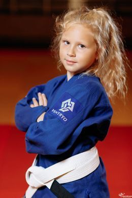 Детское синее кимоно для грипплинга и BJJ TM KINTAYO &mdash; Легкое Ги 350 г/м2 (рост 120 см)