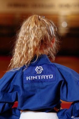 Детское синее кимоно для грипплинга и BJJ TM KINTAYO &mdash; Легкое Ги 350 г/м2 (рост 120 см)