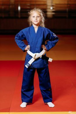 Детское синее кимоно для грипплинга и BJJ TM KINTAYO &mdash; Легкое Ги 350 г/м2 (рост 120 см)
