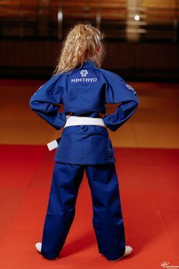 Детское синее кимоно для грипплинга и BJJ TM KINTAYO &mdash; Легкое Ги 350 г/м2 (рост 120 см)
