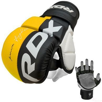 Перчатки для ММА (Греплинговые перчатки) RDX T6 Plus Rex Yellow XL (капа в комплекте)