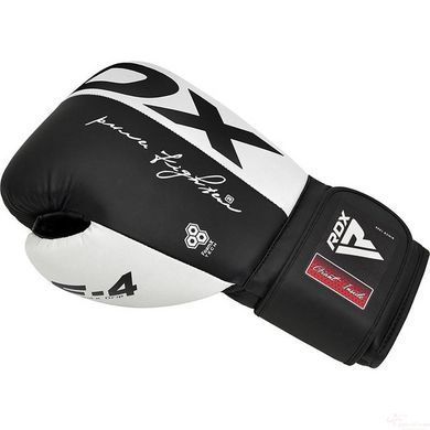 Боксерские перчатки RDX F4 Boxing Sparring Gloves Hook&Loop WHITE/BLACK 10 унций
