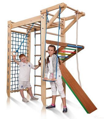 Дитячий спортивний комплекс П-подібний SportBaby Sport 5-220 (220 см) з рукоходом, сіткою та дошкою для преса