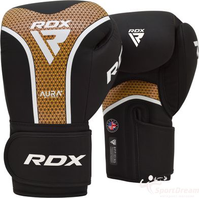 Боксерські рукавиці RDX AURA PLUS T-17 Black Golden 12 унцій (капа в комплекті)