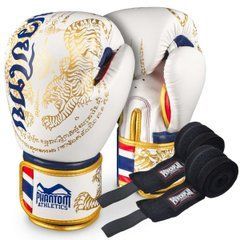 Боксерські рукавиці Phantom Muay Thai Gold Limited Edition 16 унцій, бинти в подарунок (PHBG2590-16)