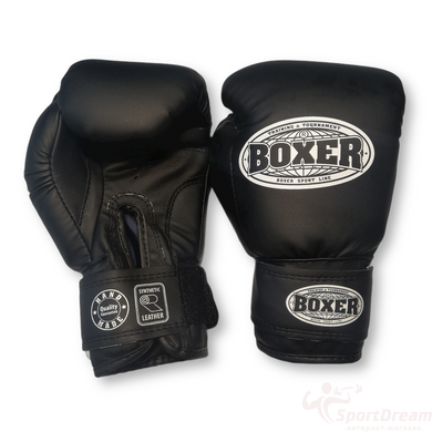 Боксерські рукавички BOXER 10 оz шкірвініл чорні (2024-02Ч)