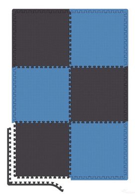 Mat-puzzle Hop-Sport EVA 1cm HS-A010PM - 6 parts black and blue