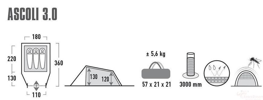 Намет High Peak Ascoli 3.0 Nimbus Grey (10251) + БЕЗКОШТОВНА ДОСТАВКА