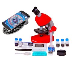 Микроскоп Bresser Junior 40x-640x Red с набором для опытов и адаптером для смартфона (8851300E8G000)
