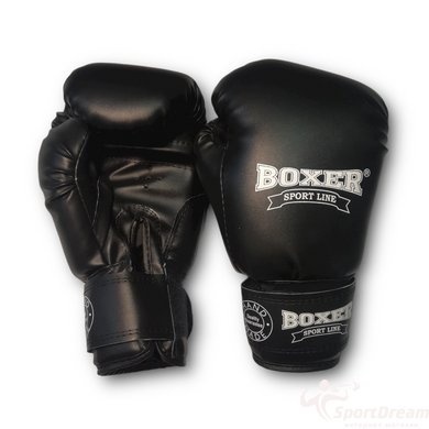Боксерские перчатки BOXER 8 оz кожвинил Элит черные (2022-05Ч)