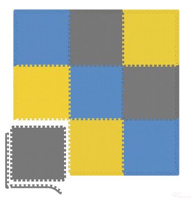 Мат-пазл Hop-Sport EVA 1см HS-A010PM - 9 частей серый/синий/желтый (5902308224407)