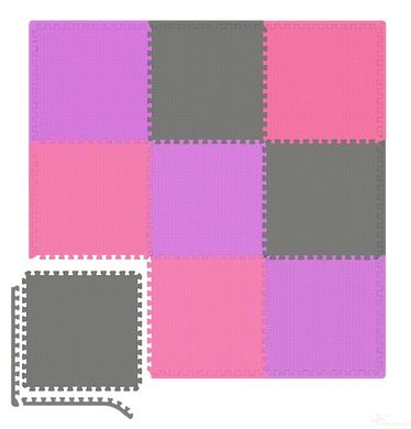 Mat-puzzle Hop-Sport EVA 1cm HS-A010PM - 9 parts gray/purple/pink