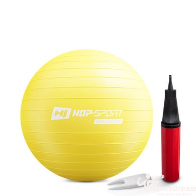 Фитбол Hop-Sport 55см желтый + насос 2020 (5902308223462)
