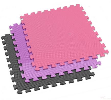 Mat-puzzle Hop-Sport EVA 1cm HS-A010PM - 9 parts gray/purple/pink