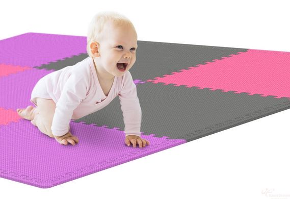 Mat-puzzle Hop-Sport EVA 1cm HS-A010PM - 9 parts gray/purple/pink